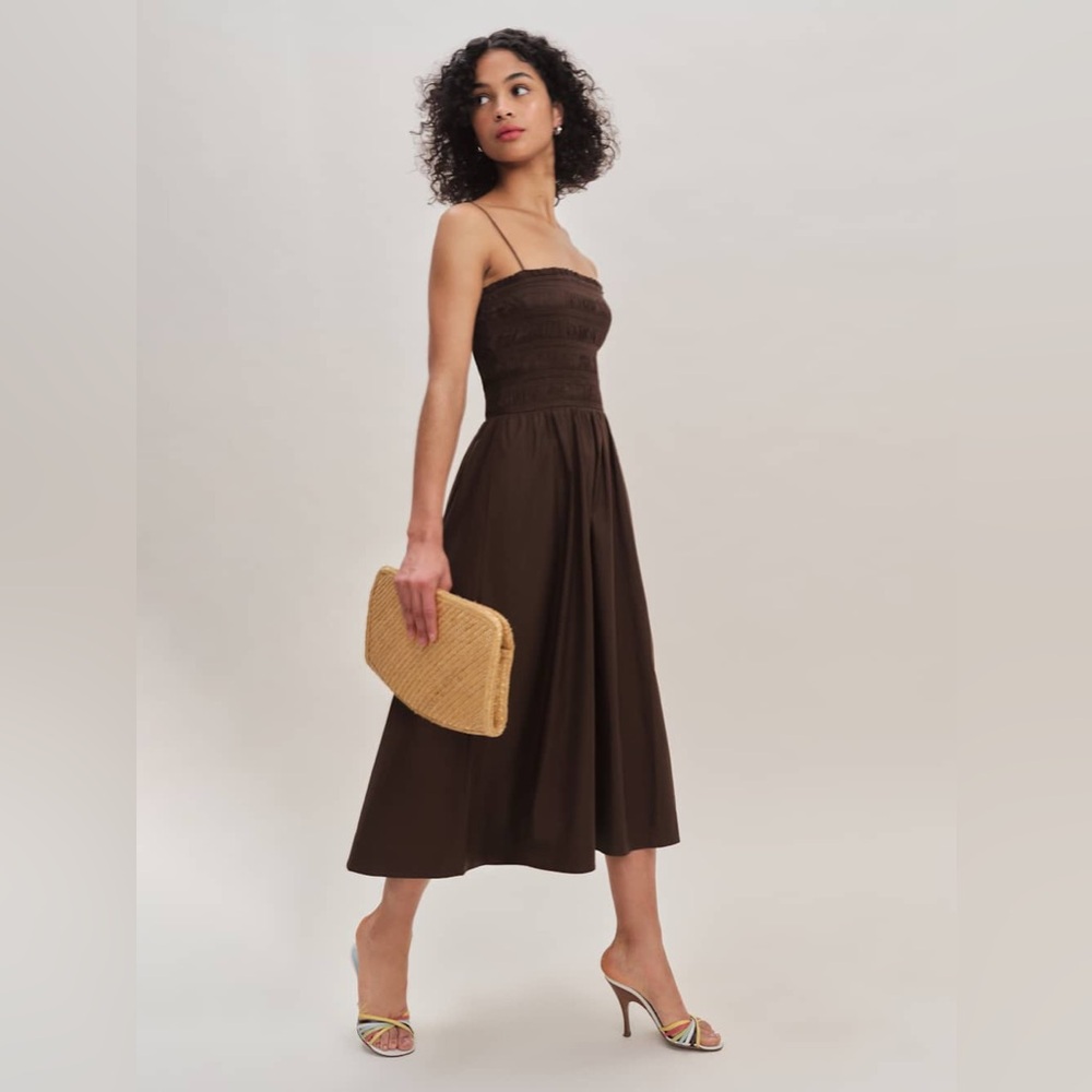 NWT Brown Reformation Kerrie Midi Sundress